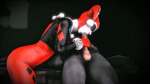 Blowjob Series — Classic Harley Quinn gagging on cock and deepthroating a hard shaft [Classic Harley Quinn]
