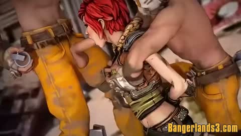 Gamer Girl Series —  Moxxi takes two cocks deep in her throat and wet pussy