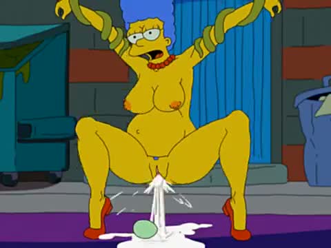 Pregnant Series — Marge Simpson  Ravaged by Alien Tentacles in Filthy Alley
