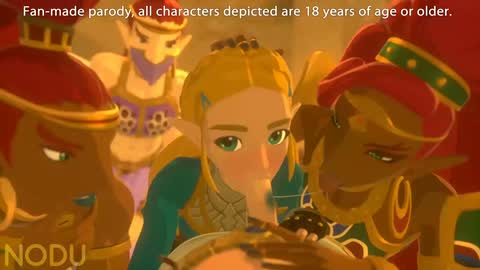 Threesome Series — Blowjob Duo Sucking One Hard Cock Together [Zelda and Urbosa are sucking Links Cock in threesome]
